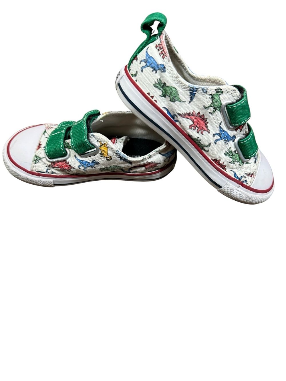 Converse All Stars Low Kids Dinosaur Print Canvas Sneakers with Green Accents